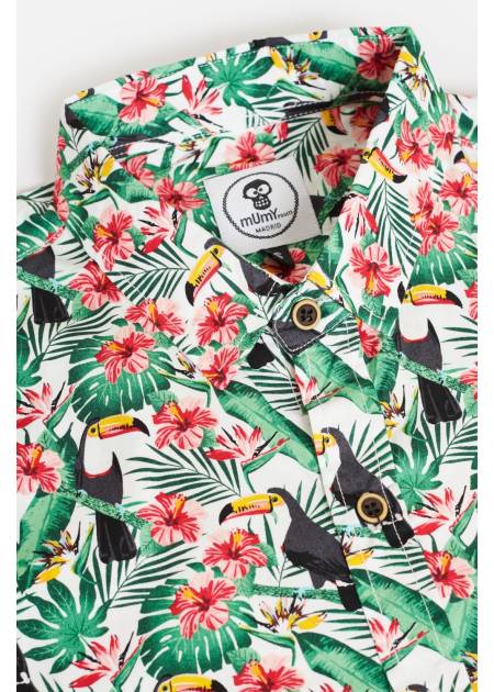 ADULT´S PRINTED SHIRT TOUCAN AND HIBISCUS