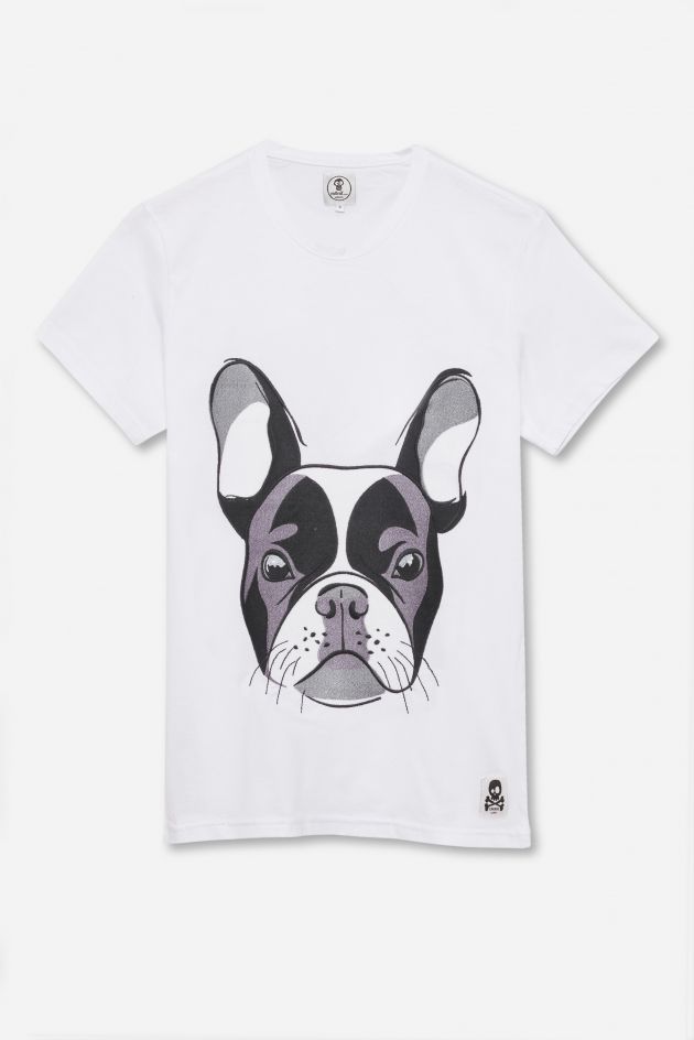 ADULT´S EMBROIDERED T-SHIRT BULLDOG HEAD