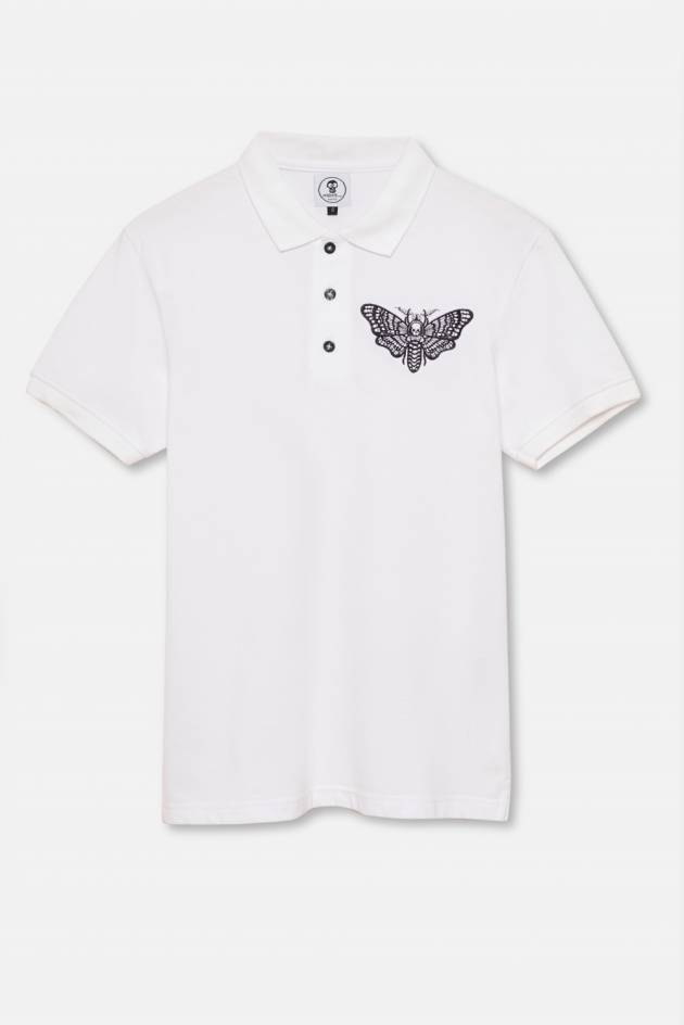 ADULT´S EMBROIDERED POLO MOTH IN WHITE