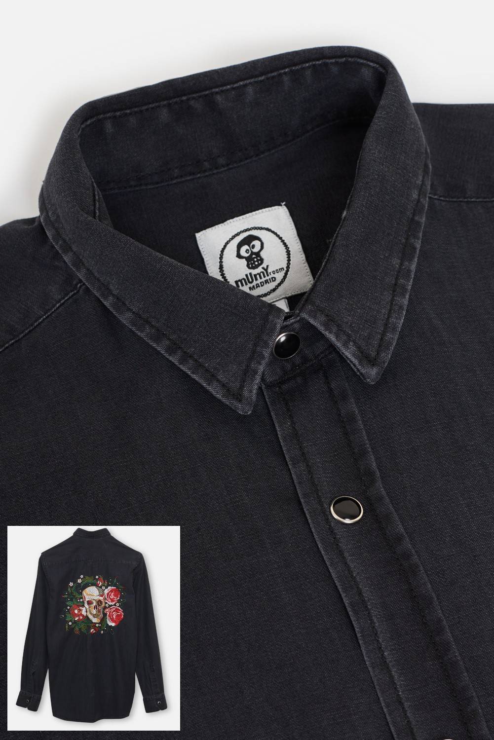 black shirt with roses men's