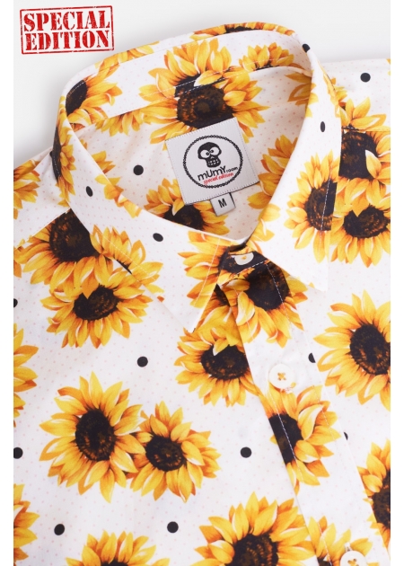 ADULT'S PRINTED SHIRT . S/S POINT SUNFLOWER